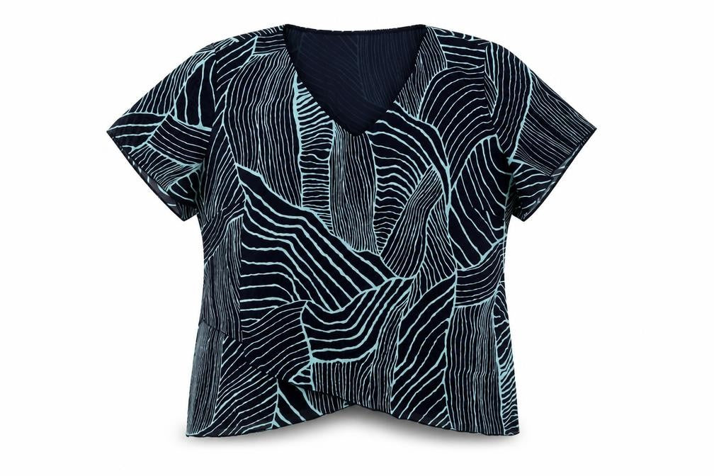 Chianti Womens Blue Geometric Polyester Basic Blouse Size 20 V-Neck