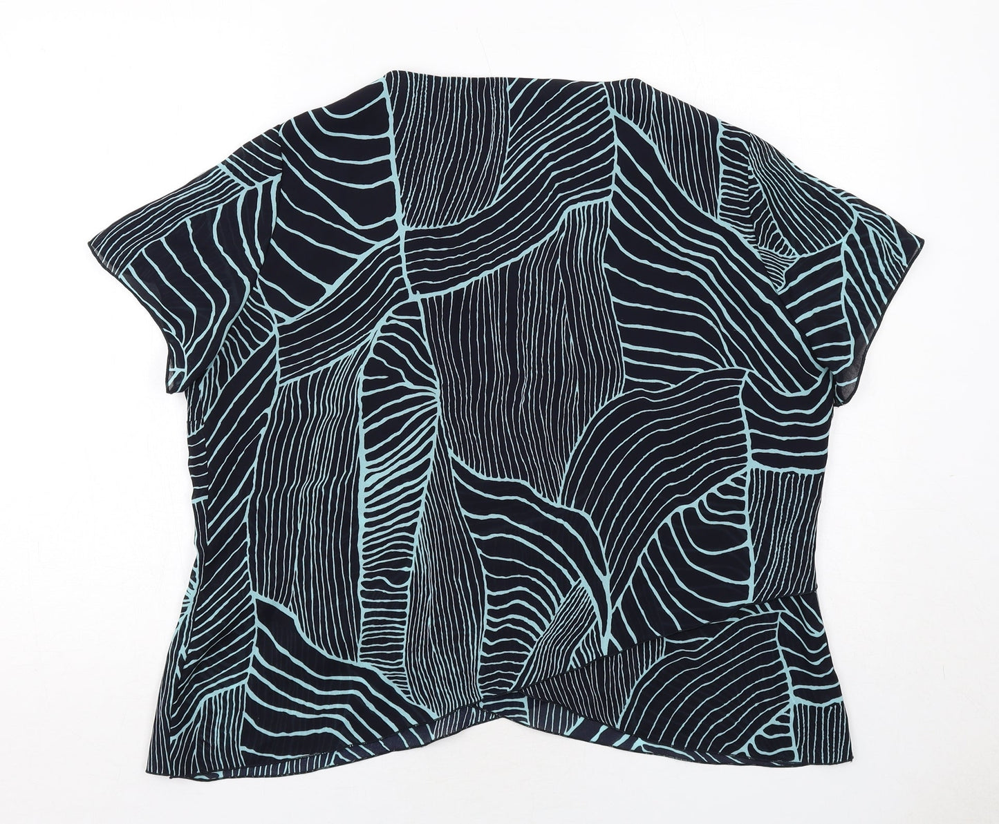 Chianti Womens Blue Geometric Polyester Basic Blouse Size 20 V-Neck