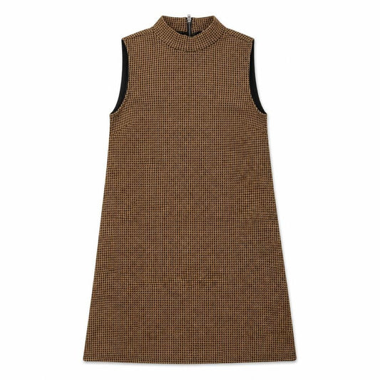 Cooperative Womens Brown Geometric Acrylic A-Line Size XS Mock Neck Zip