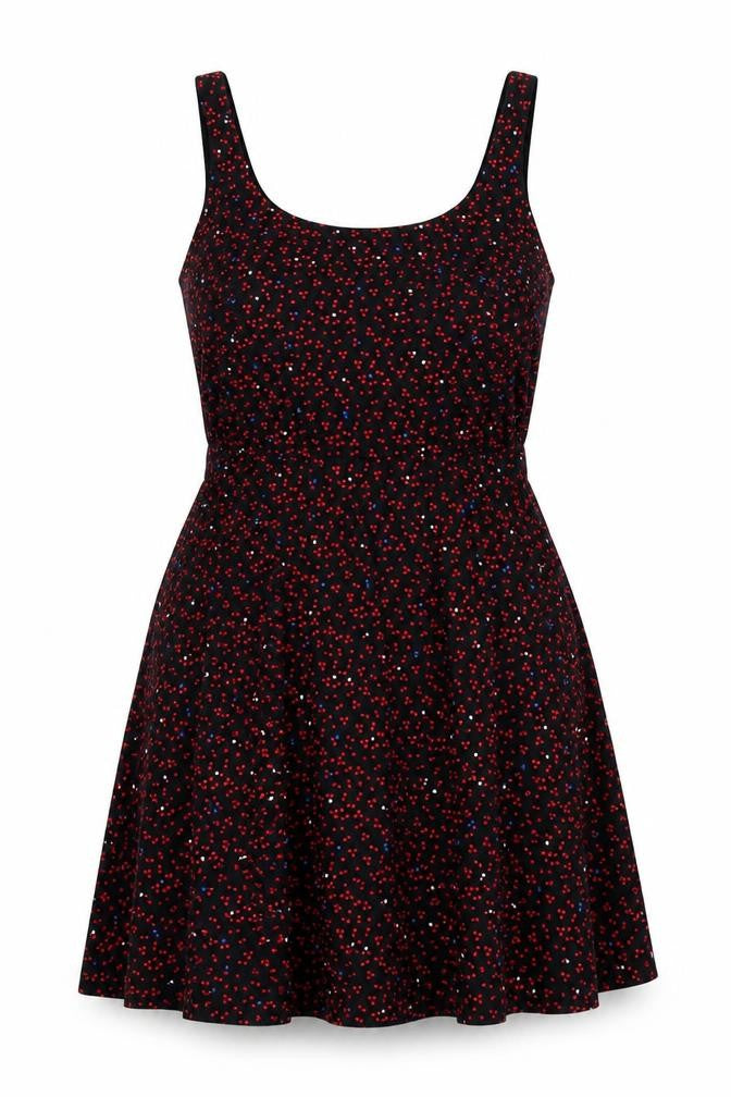 Gap Womens Black Geometric Cotton A-Line Size 6 Round Neck Zip