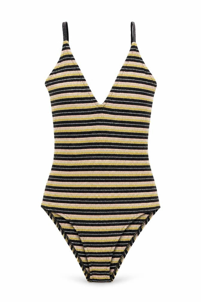 Topshop Womens Multicoloured Striped Viscose Bodysuit One-Piece Size 6 Snap