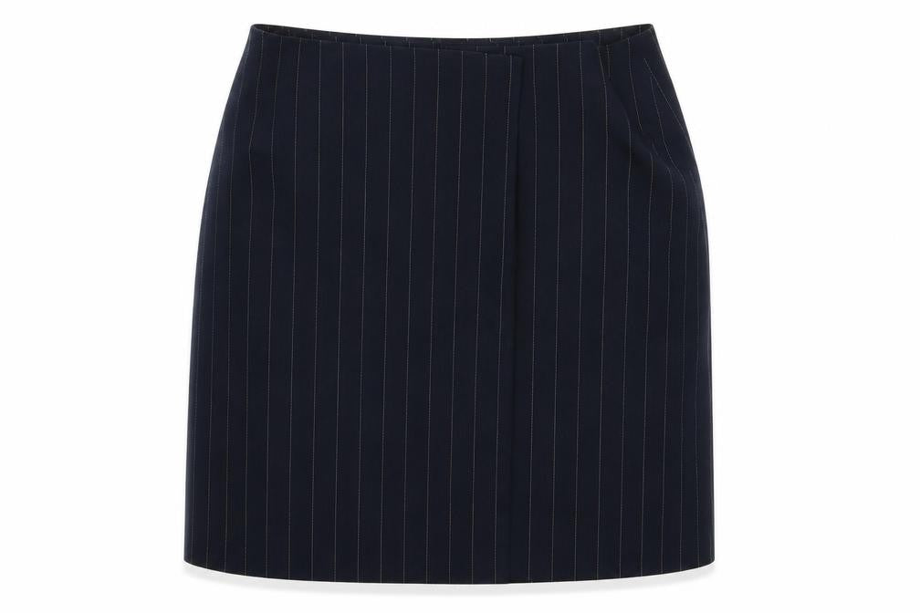 COLLUSION Womens Blue Striped Polyester A-Line Skirt Size 12 Button