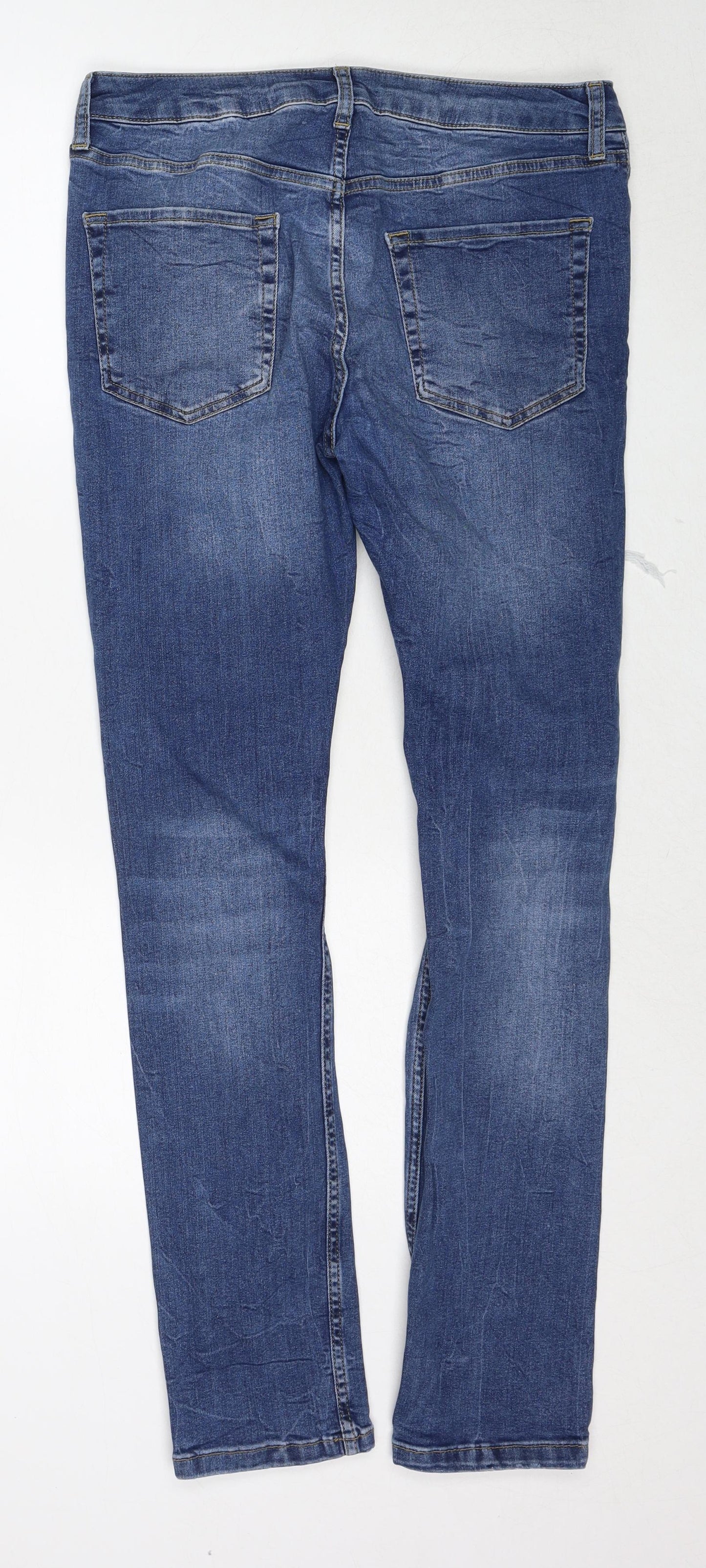 Topman Womens Blue Cotton Skinny Jeans Size 32 in L32 in Regular Zip