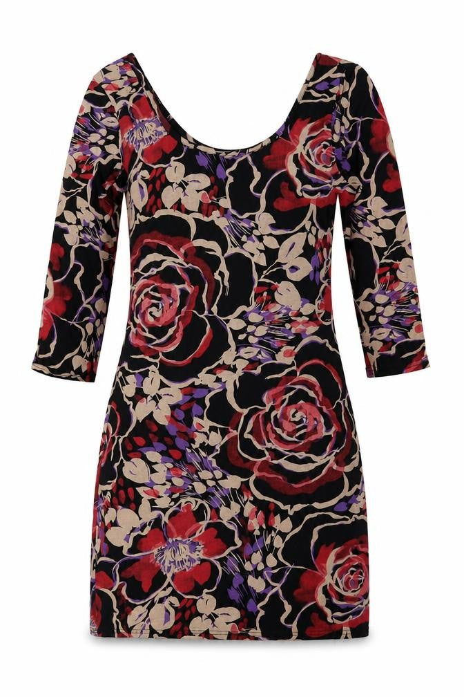 Miso Womens Multicoloured Floral Viscose Mini Size 10 Scoop Neck Pullover