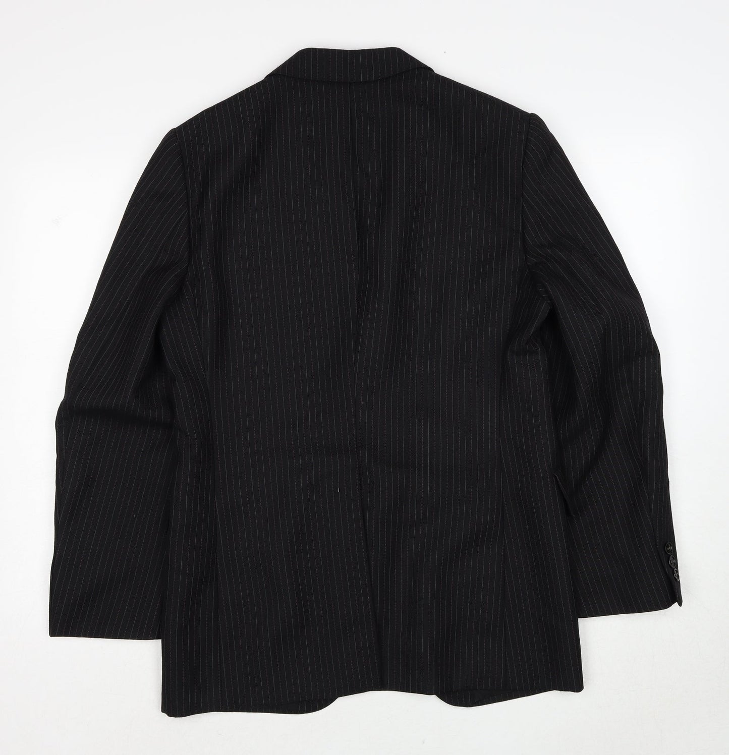 Diolen Mens Black Striped Polyester Jacket Suit Jacket Size 40 Regular
