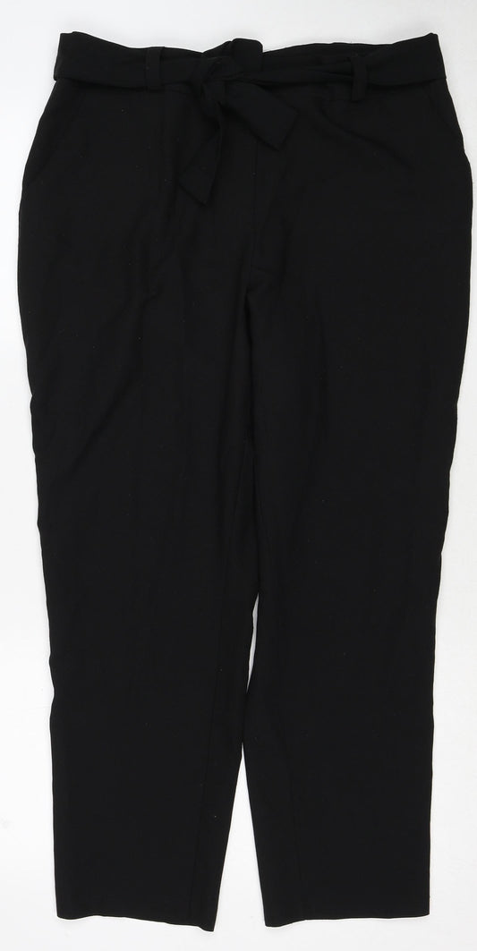 Dorothy Perkins Womens Black Polyester Trousers Size 14 Regular Zip