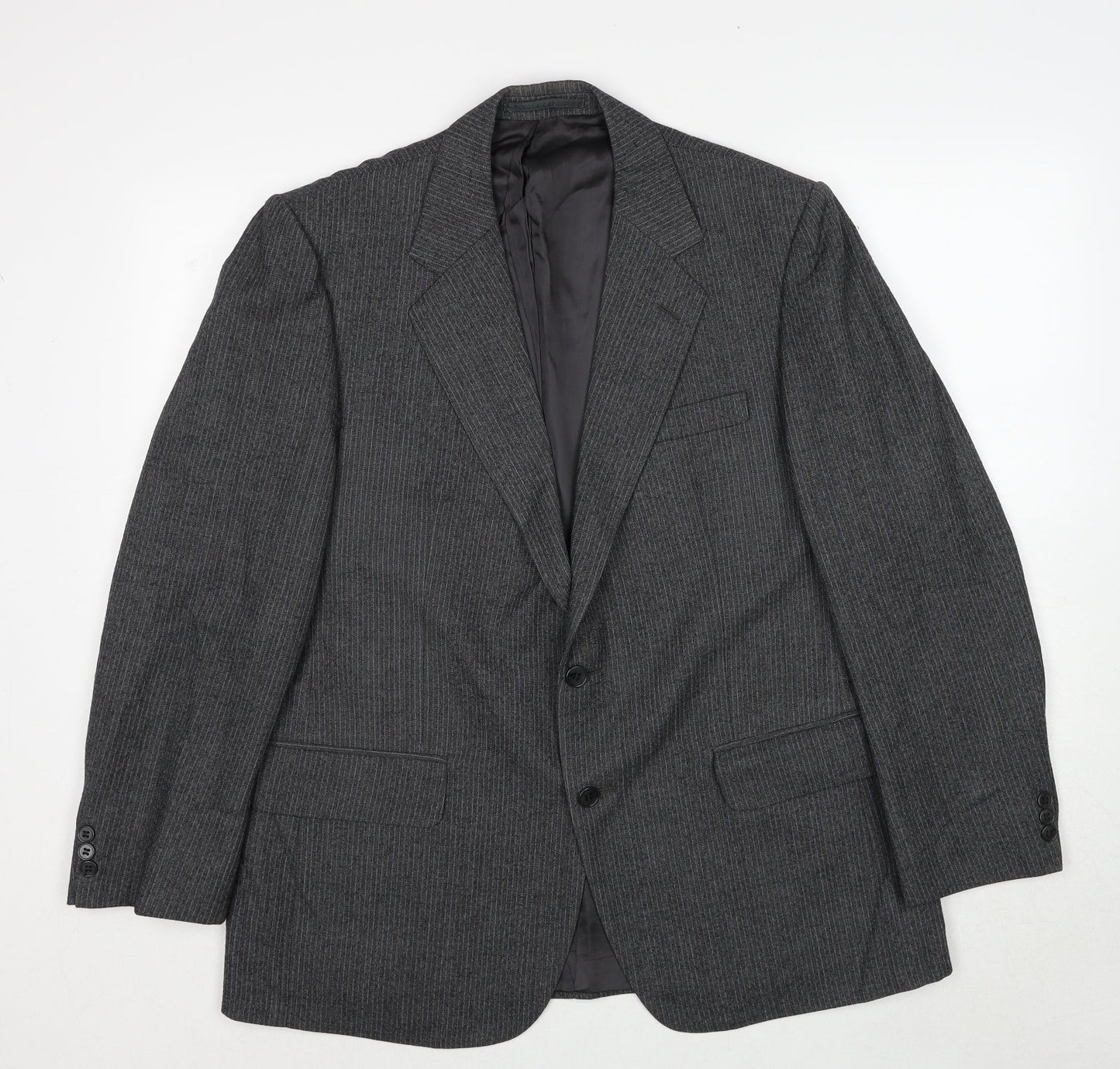 Burton Mens Grey Striped Polyester Jacket Suit Jacket Size 38 Regular