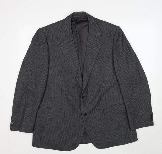 Burton Mens Grey Striped Polyester Jacket Suit Jacket Size 38 Regular