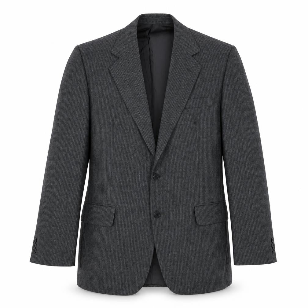 Burton Mens Grey Striped Polyester Jacket Suit Jacket Size 38 Regular