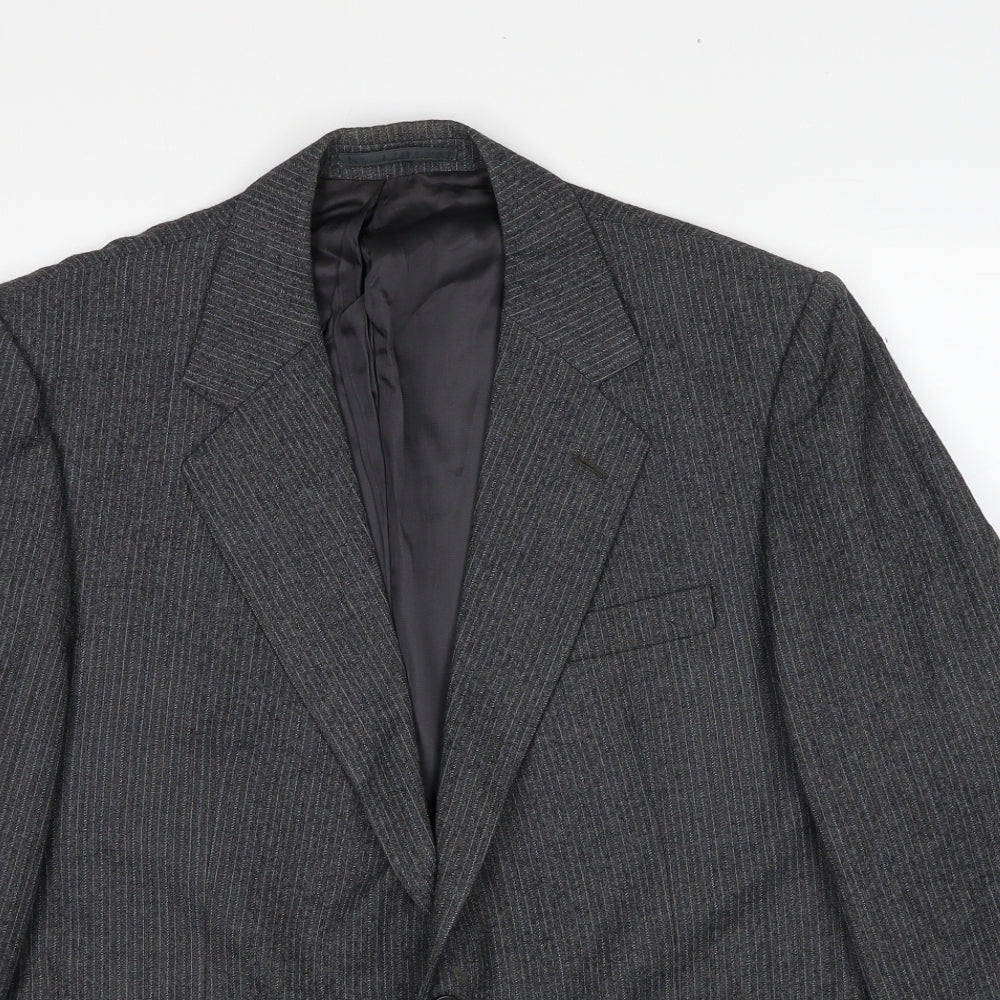 Burton Mens Grey Striped Polyester Jacket Suit Jacket Size 38 Regular
