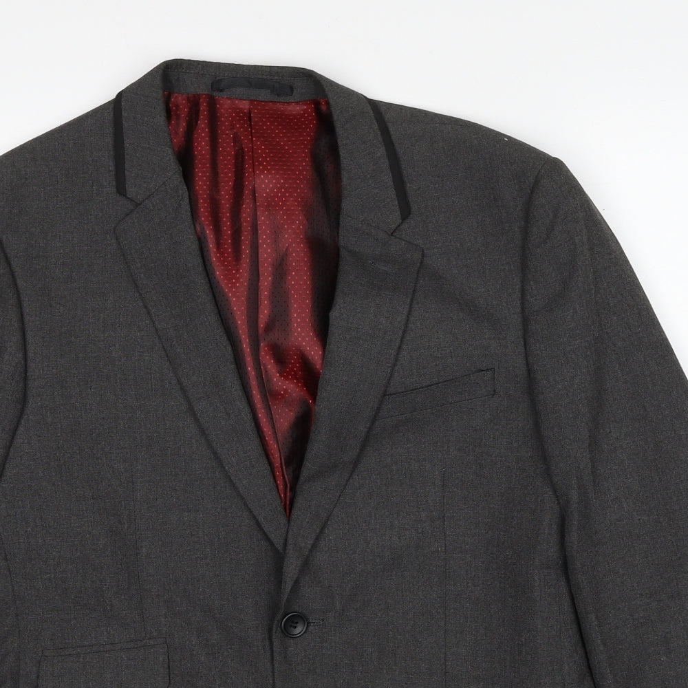Burton Mens Grey Polyester Jacket Suit Jacket Size 38 Regular