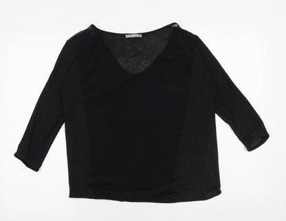 Zara Womens Black Polyester Basic Blouse Size M V-Neck
