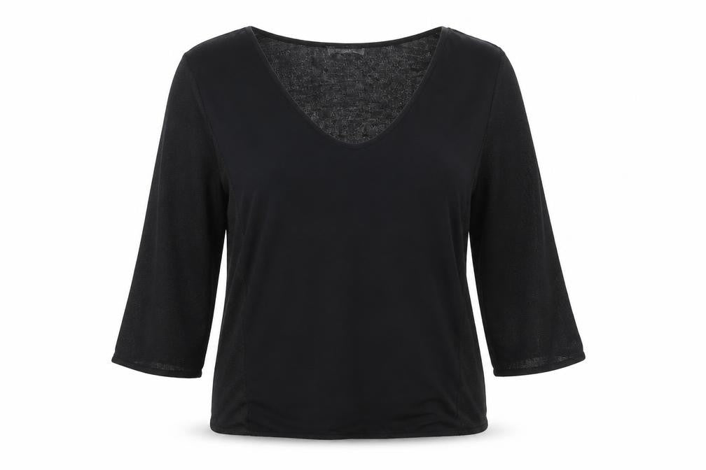 Zara Womens Black Polyester Basic Blouse Size M V-Neck