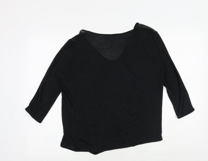 Zara Womens Black Polyester Basic Blouse Size M V-Neck