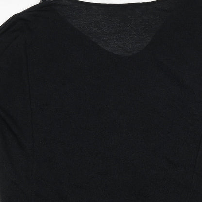 Zara Womens Black Polyester Basic Blouse Size M V-Neck