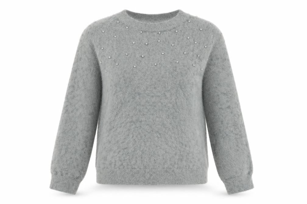 Klass Womens Grey Round Neck Polyamide Pullover Jumper Size S