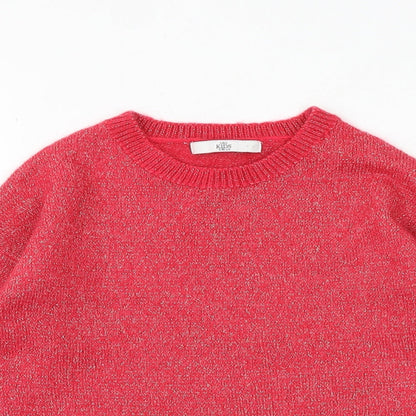 Marks & Spencer Girls Pink Round Neck Acrylic Pullover Jumper Size 9-10 Years Pullover
