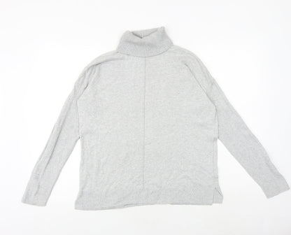 Next Womens Grey Roll Neck Cotton Pullover Jumper Size 12