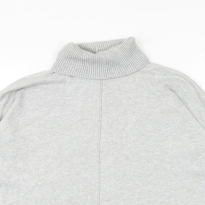 Next Womens Grey Roll Neck Cotton Pullover Jumper Size 12