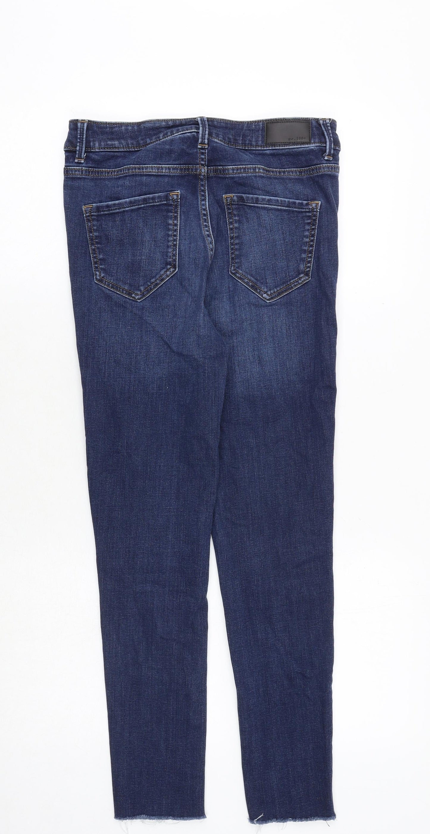 Marks and Spencer Womens Blue Cotton Skinny Jeans Size 10 Regular Zip