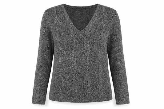 Marks and Spencer Womens Silver Geometric Viscose Basic Blouse Size 8 V-Neck