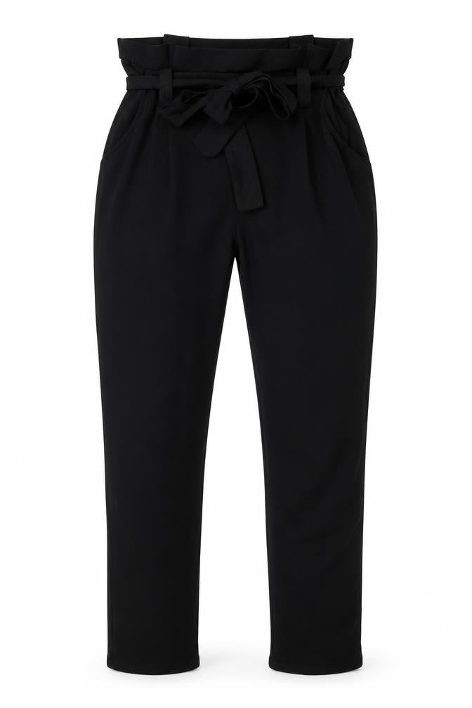 Select Womens Black Polyester Trousers Size 8 Regular Tie