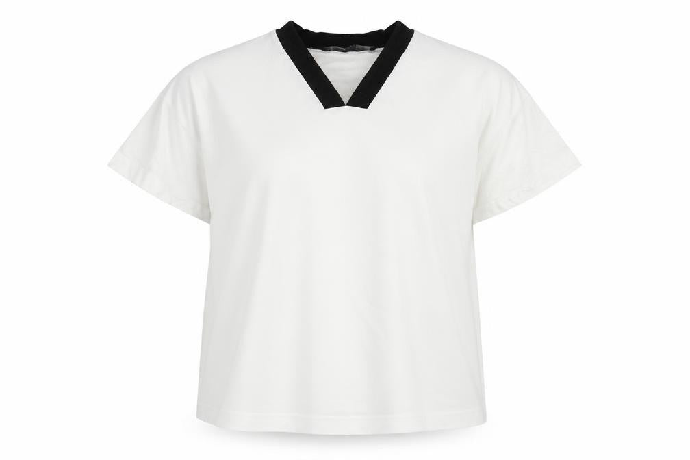 French Connection Womens White Lyocell Basic Blouse Size L V-Neck