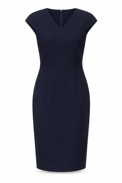 Next Womens Blue Polyester Pencil Dress Size 10 V-Neck Zip
