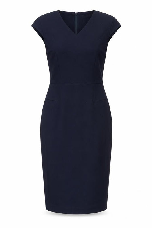 Next Womens Blue Polyester Pencil Dress Size 10 V-Neck Zip
