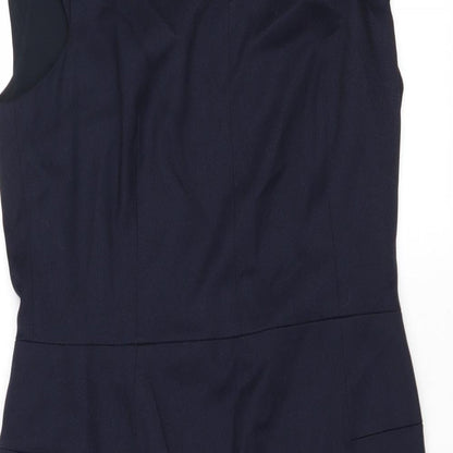 Next Womens Blue Polyester Pencil Dress Size 10 V-Neck Zip