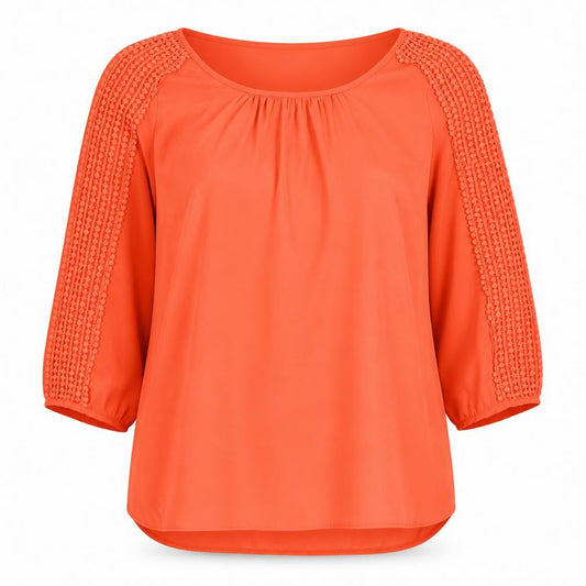 Marina Kaneva Womens Red Polyester Basic T-Shirt Size 14 Round Neck