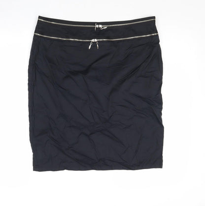 Warehouse Womens Black Cotton Straight & Pencil Skirt Size 14 Zip