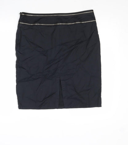 Warehouse Womens Black Cotton Straight & Pencil Skirt Size 14 Zip