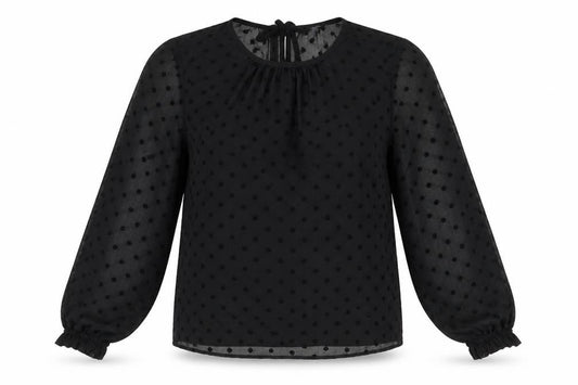 Marks and Spencer Womens Black Polka Dot Polyester Basic Blouse Size 8 Round Neck