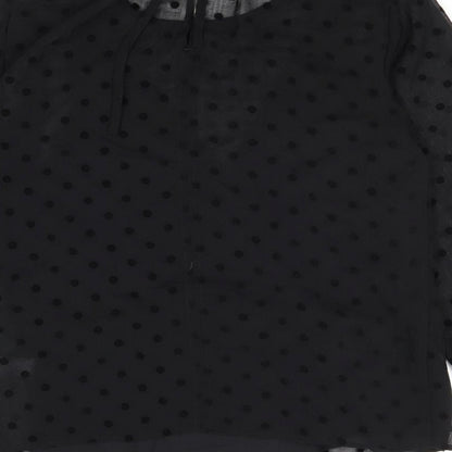 Marks & Spencer Womens Black Polka Dot Polyester Basic Blouse Size 8 Round Neck