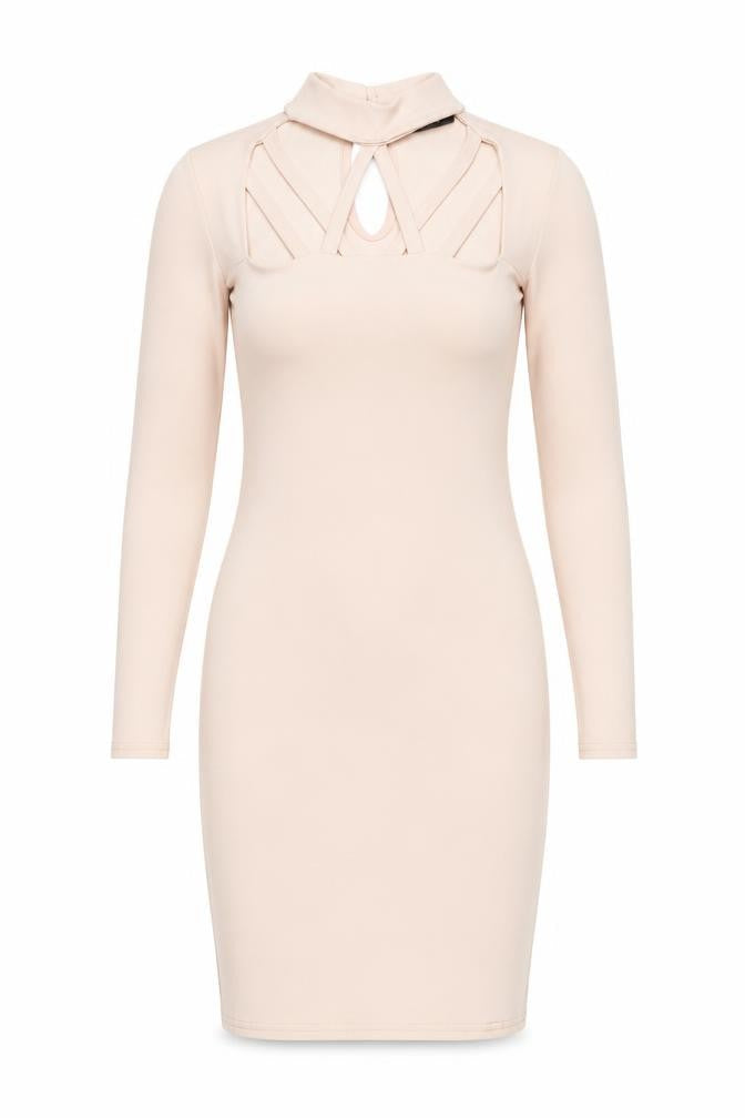 IX LONDON Womens Pink Polyester Bodycon Size 8 Round Neck Button