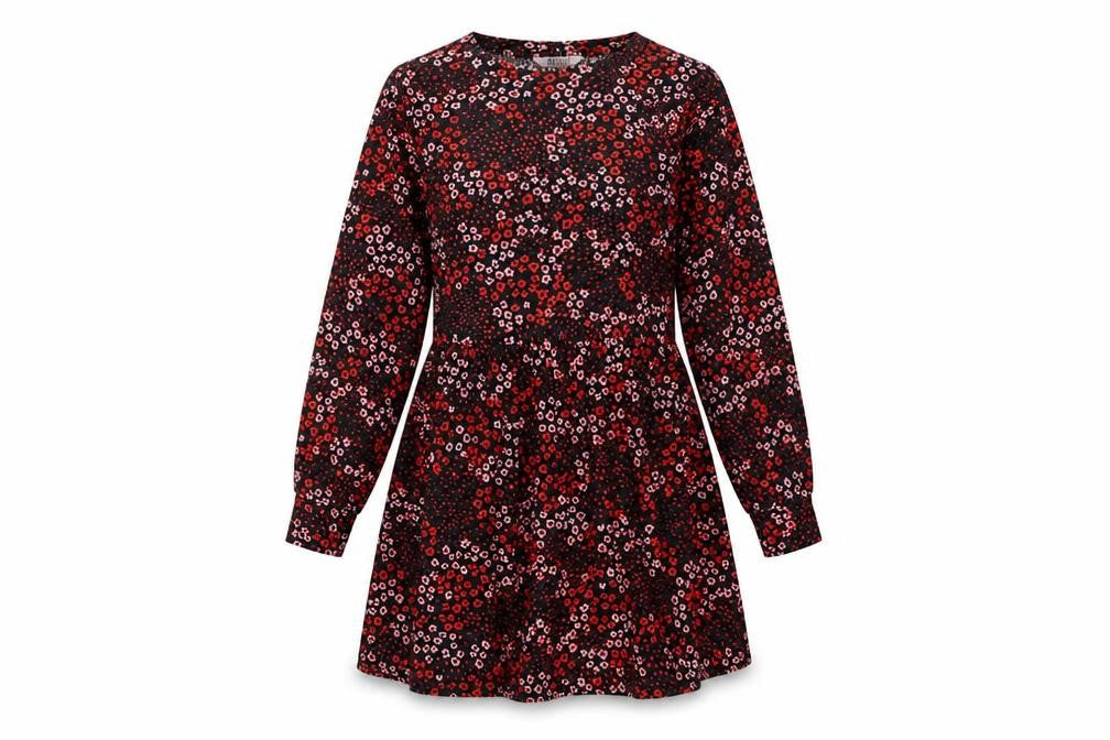 Miss Selfridge Womens Red Floral Polyester Skater Dress Size 4 Round Neck Pullover