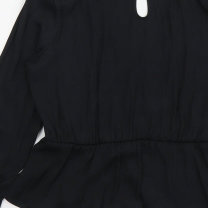 Marks & Spencer Womens Black Polyester Basic Blouse Size 8 V-Neck