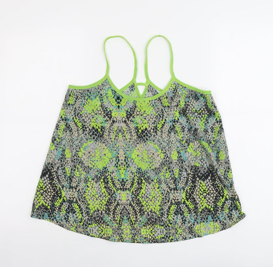 Butterfly Womens Green Geometric Polyester Camisole Tank Size 10 Round Neck