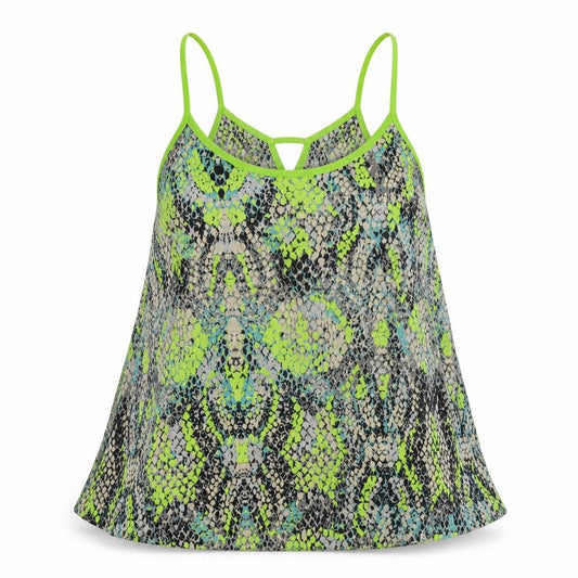 Butterfly Womens Green Geometric Polyester Camisole Tank Size 10 Round Neck