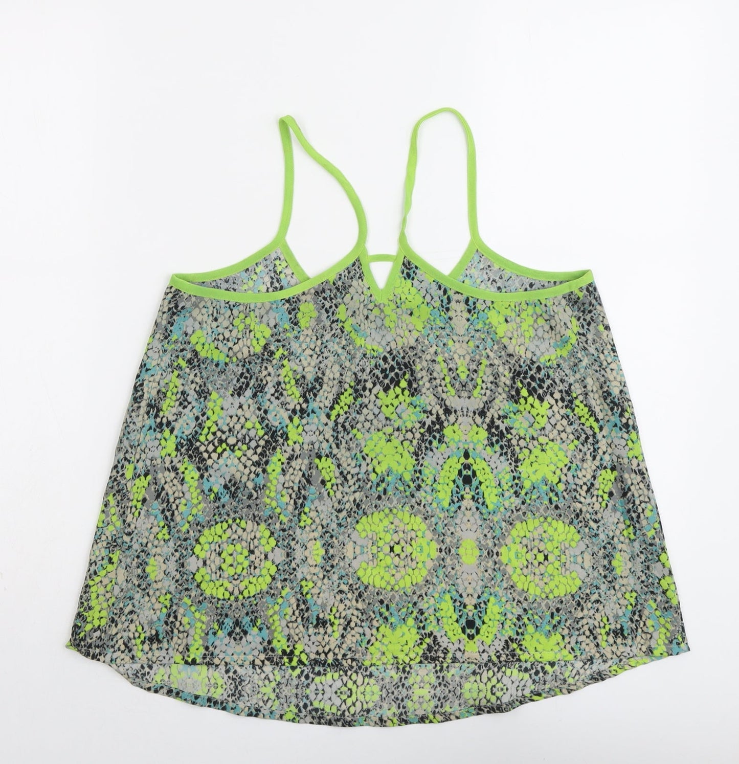 Butterfly Womens Green Geometric Polyester Camisole Tank Size 10 Round Neck