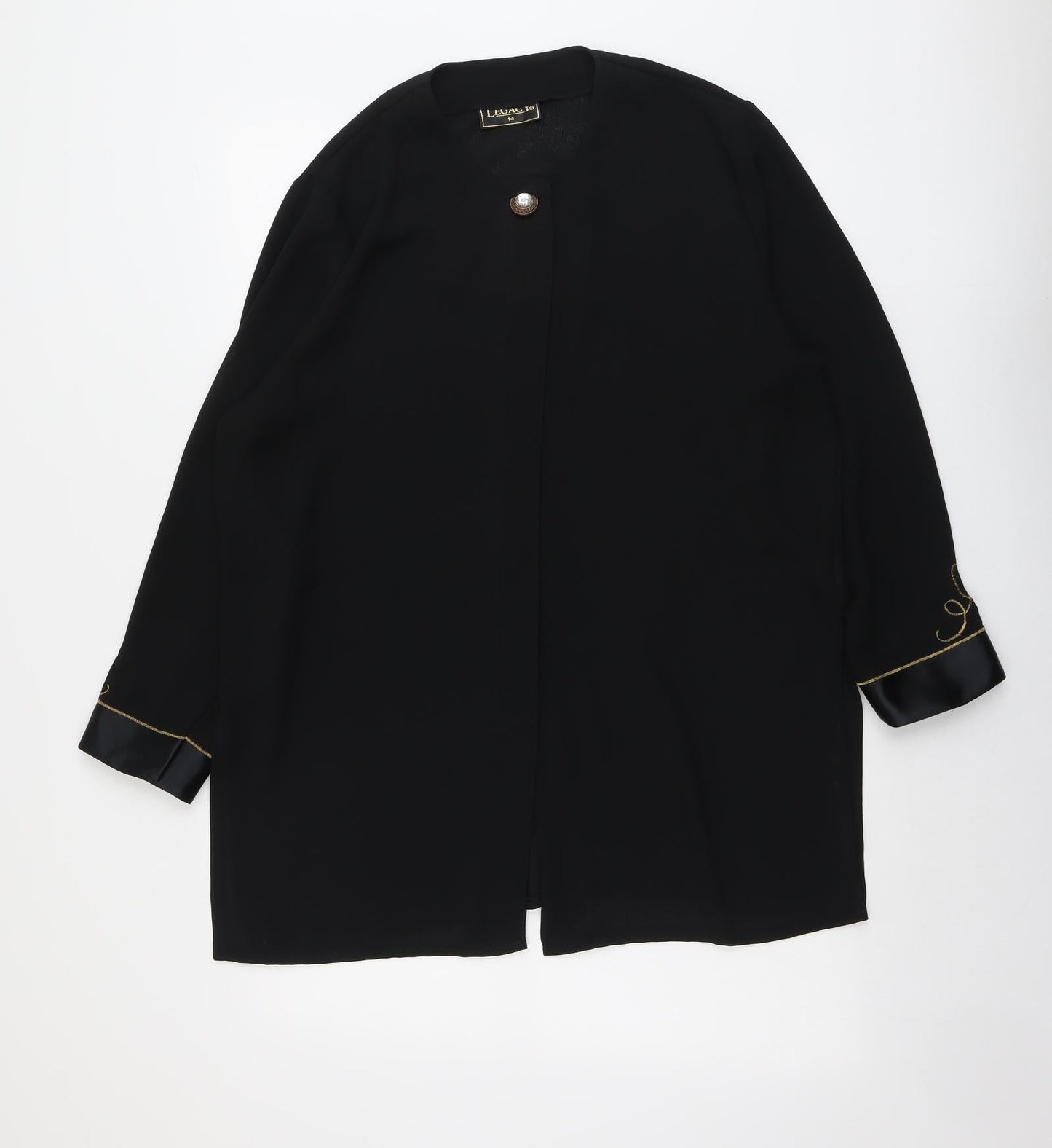 Legacy Womens Black Overcoat Coat Size 14 Button