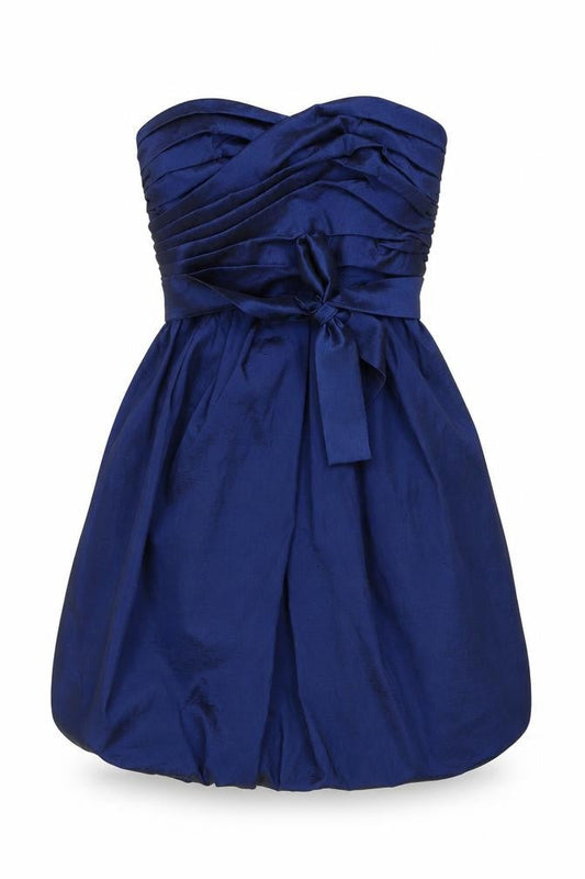 Vera Mont Womens Blue Polyester Mini Size 10 Square Neck Zip - Strapless