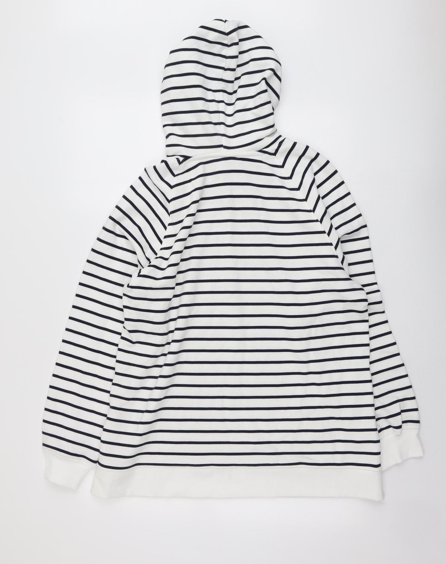 Marks and Spencer Womens Blue Striped Cotton Pullover Hoodie Size M Pullover