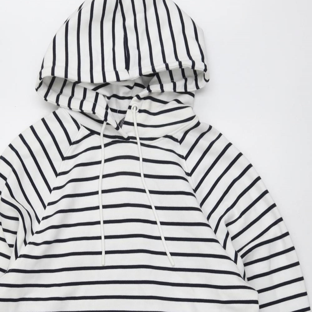 Marks and Spencer Womens Blue Striped Cotton Pullover Hoodie Size M Pullover
