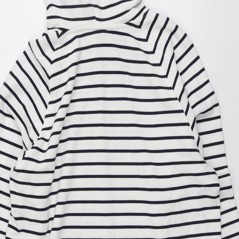 Marks and Spencer Womens Blue Striped Cotton Pullover Hoodie Size M Pullover