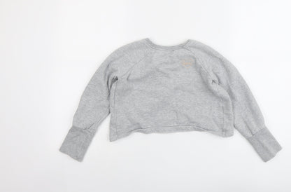 Next Girls Grey Cotton Pullover Sweatshirt Size 8 Years Pullover - Wrap Back Detail