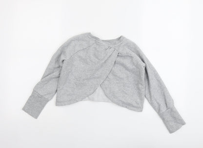 Next Girls Grey Cotton Pullover Sweatshirt Size 8 Years Pullover - Wrap Back Detail