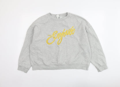 H&M Womens Grey Cotton Pullover Sweatshirt Size L Pullover - Enjouee