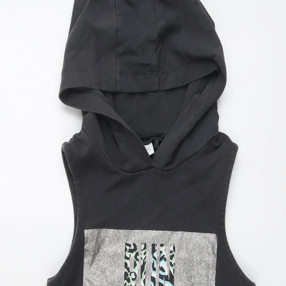 NEXT Girls Grey Cotton Pullover Hoodie Size 9 Years Pullover